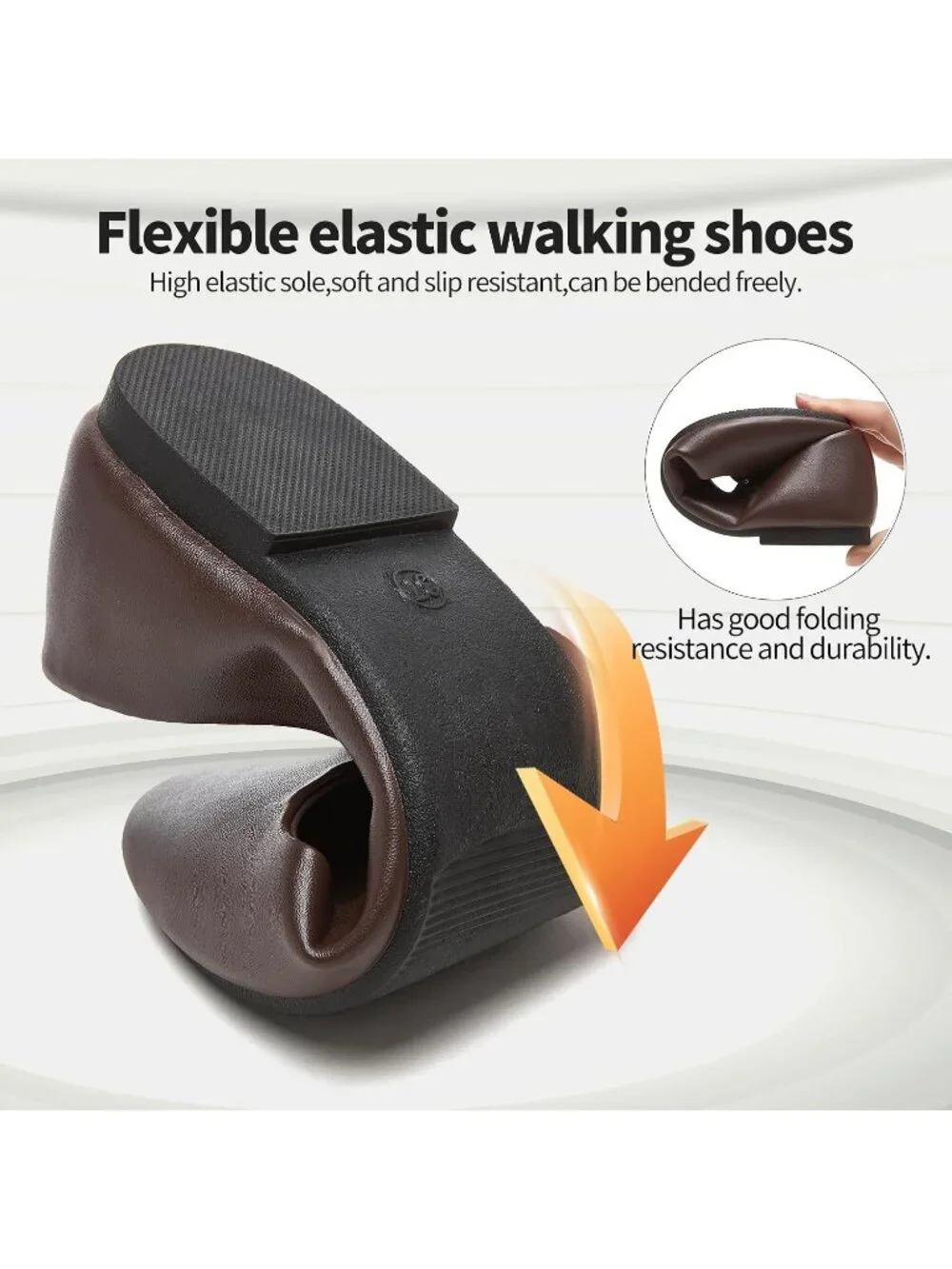 Women's Coffee PU Leather Closed Toe Comfortable Flexible Slip On Ballet Flats